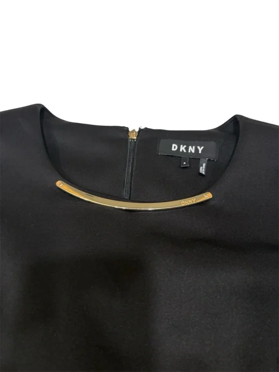 DKNY Black Sleeveless Fit-and-Flare Dress with Necklace Detail - Picture 5 of 6